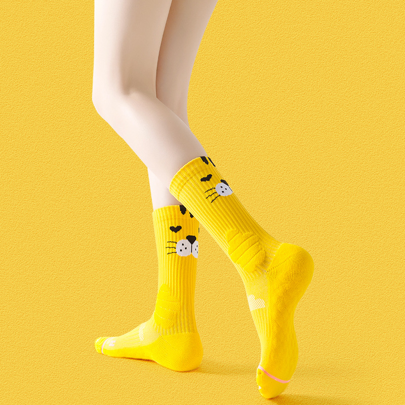 Women’s Mid-Calf Cartoon Running Socks - Terry Cushion
