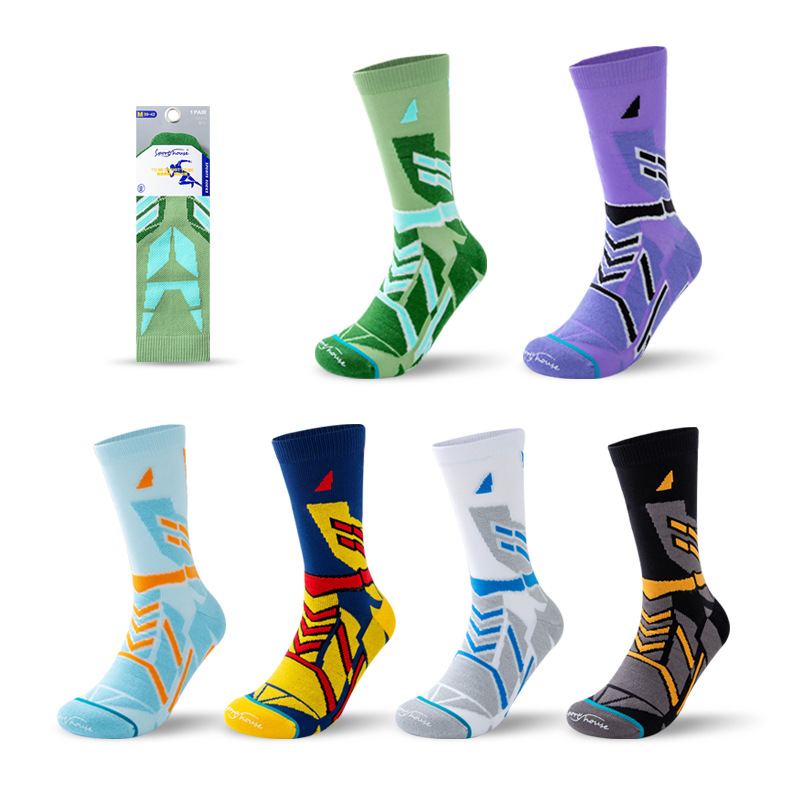 Men's High Mid-Calf Thickened Elite Basketball Socks with Towel Sole