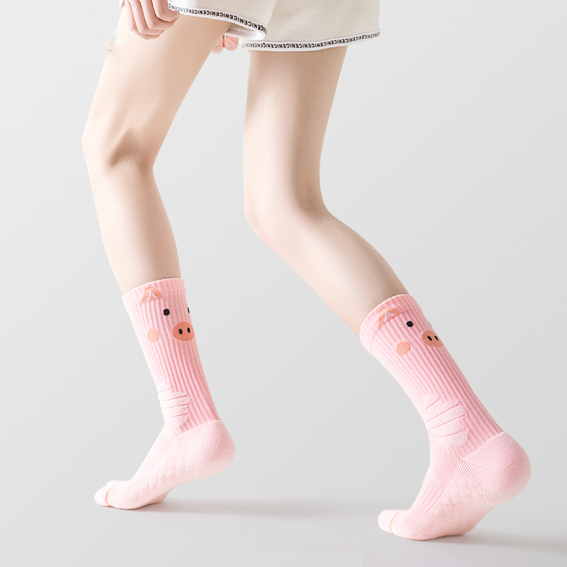 Women’s Mid-Calf Cartoon Running Socks - Terry Cushion