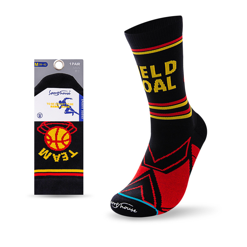 High-Top Elite Basketball Socks with Non-Slip Towel Sole, Odor-Resistant