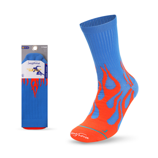 Mid-Calf Flame Design Terry Trendy Running Socks