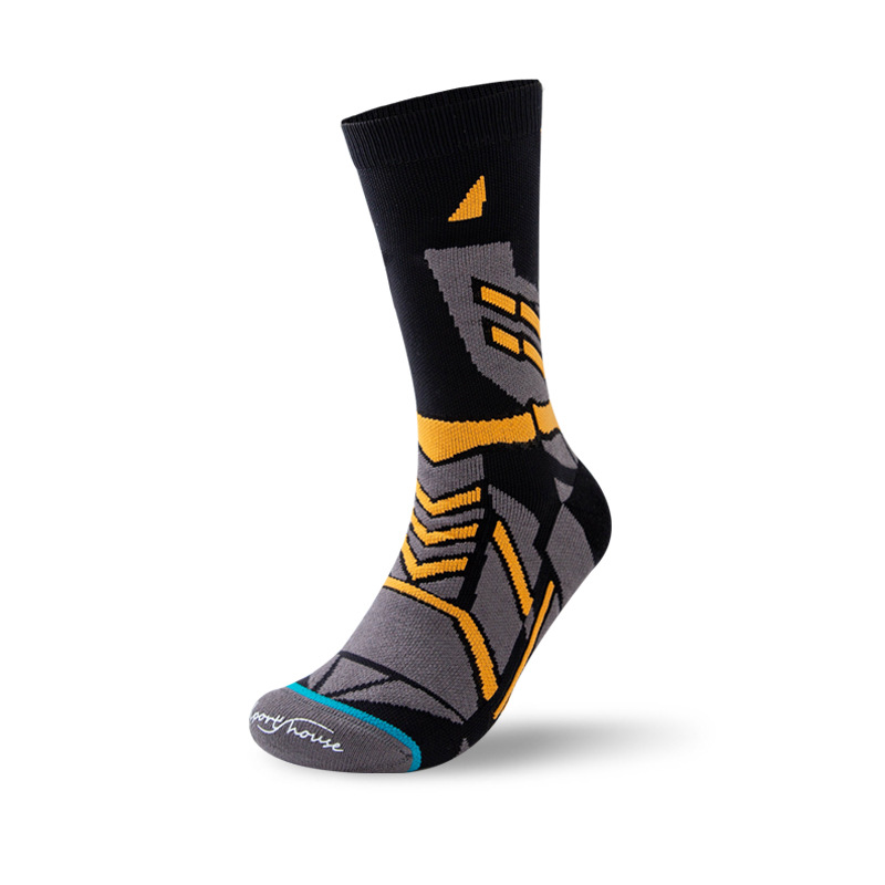Men's High Mid-Calf Thickened Elite Basketball Socks with Towel Sole