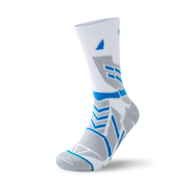 Men's High Mid-Calf Thickened Elite Basketball Socks with Towel Sole