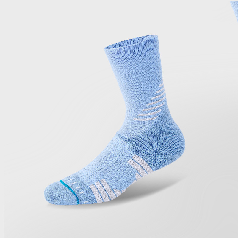 Men's Mid-Calf Breathable Elite Basketball Socks with Towel Sole