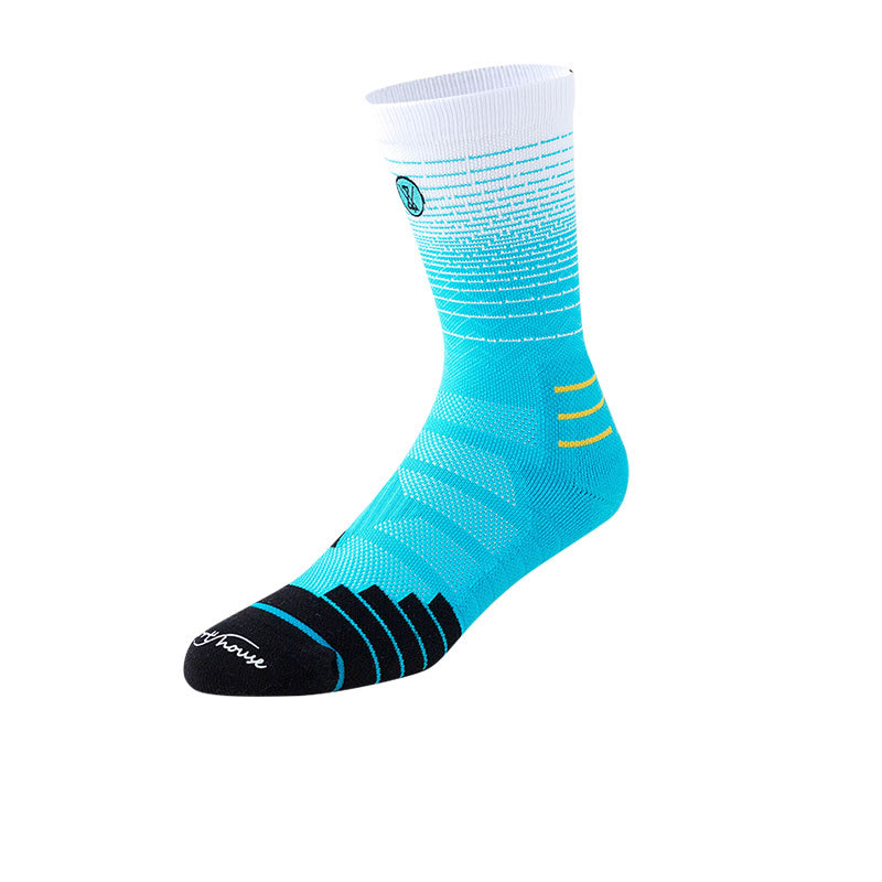 Men's Mid-Calf Gradient Elite Basketball Socks Trendy Performance