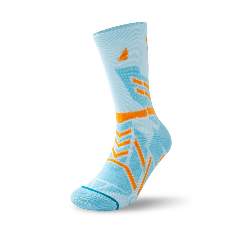 Men's High Mid-Calf Thickened Elite Basketball Socks with Towel Sole