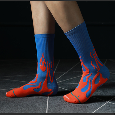 Mid-Calf Flame Design Terry Trendy Running Socks
