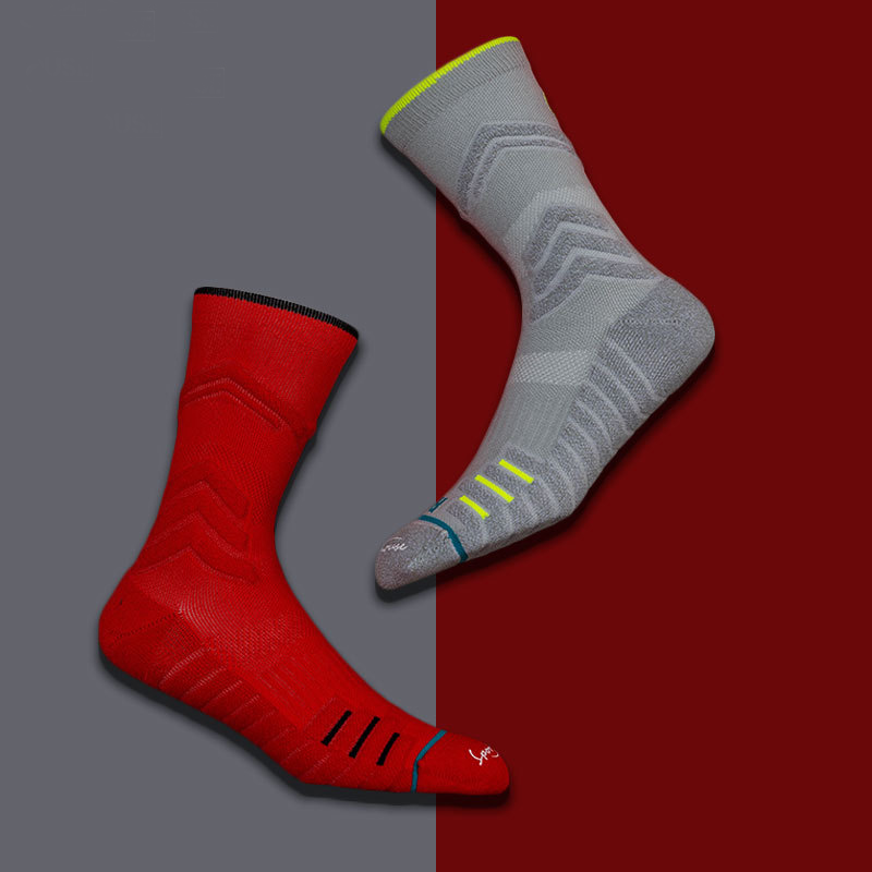Men's High-Top Breathable Elite Basketball Socks with Towel Sole