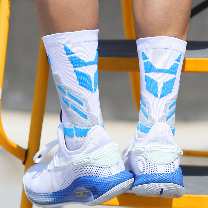 Men's High Mid-Calf Thickened Elite Basketball Socks with Towel Sole